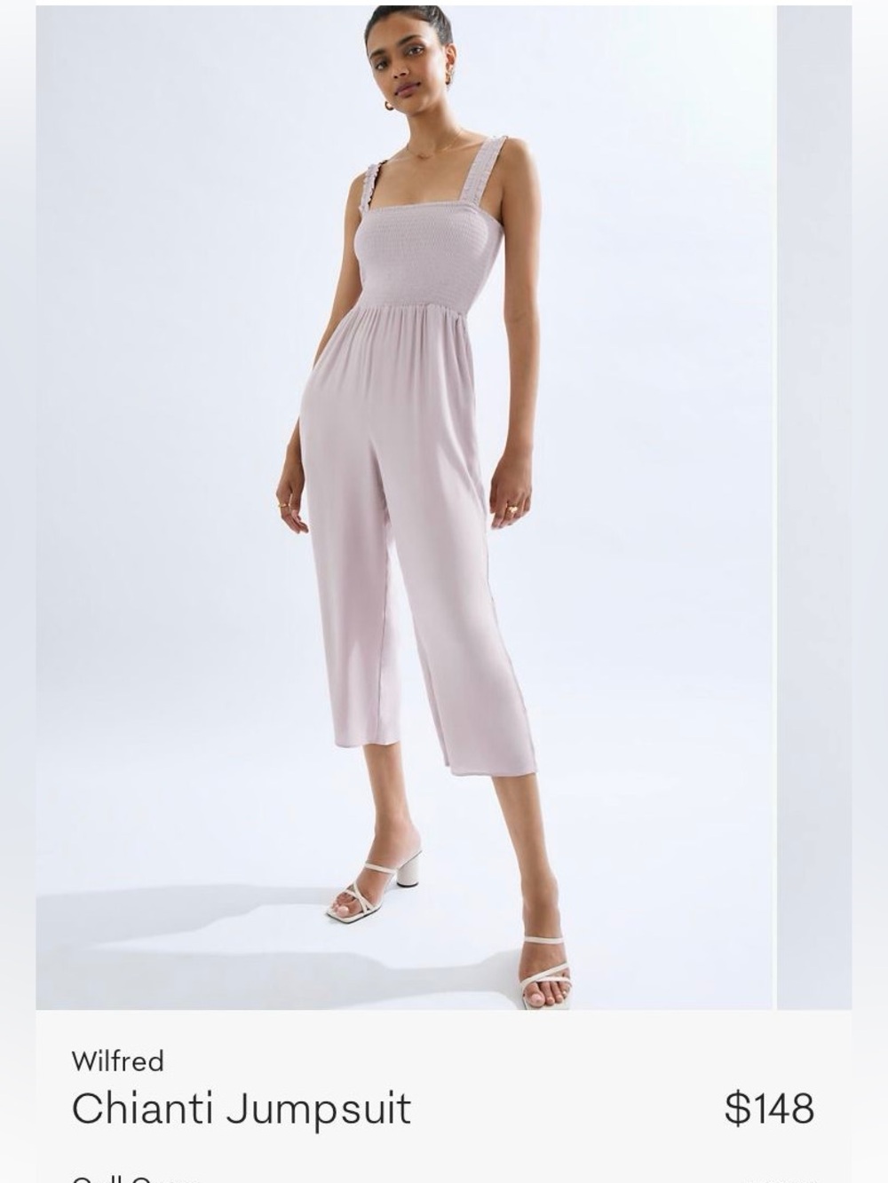 Aritzia Wilfred Chianti Jumpsuit Size Large Wide Leg Smocked Top Elastic Straps